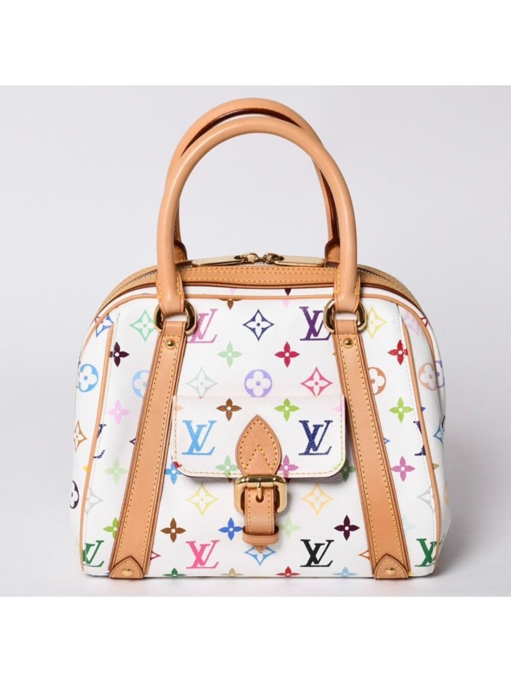 Louis Vuitton Priscilla Handbag Monogram Multicolor White Takashi Murakami